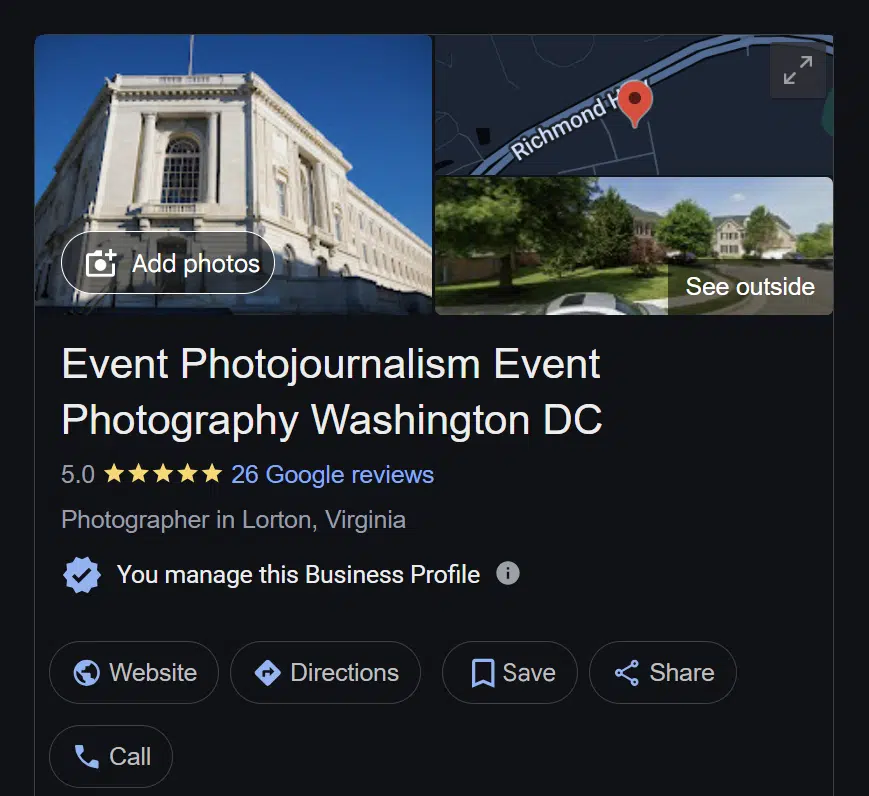 Google Reviews for Event Photojournalism Washington DC